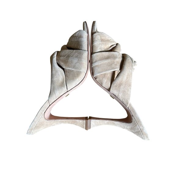 Veronica Beard Alin Suede Sandal Neutral Beige Heels Mule Size 9.5 - Picture 7 of 10